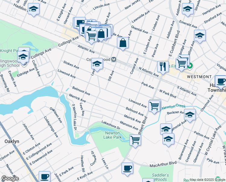 map of restaurants, bars, coffee shops, grocery stores, and more near 921 Linwood Avenue in Collingswood