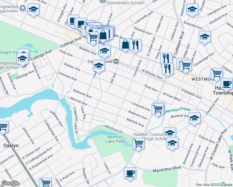 map of restaurants, bars, coffee shops, grocery stores, and more near 921 Linwood Avenue in Collingswood