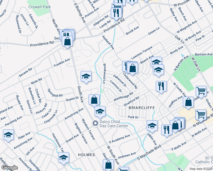 map of restaurants, bars, coffee shops, grocery stores, and more near 1138 Tremont Drive in Glenolden