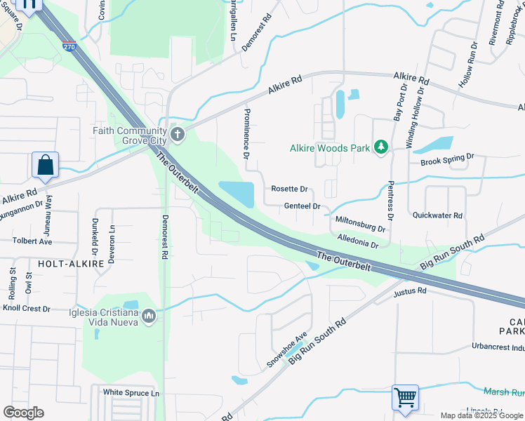 map of restaurants, bars, coffee shops, grocery stores, and more near 3956 Genteel Drive in Grove City
