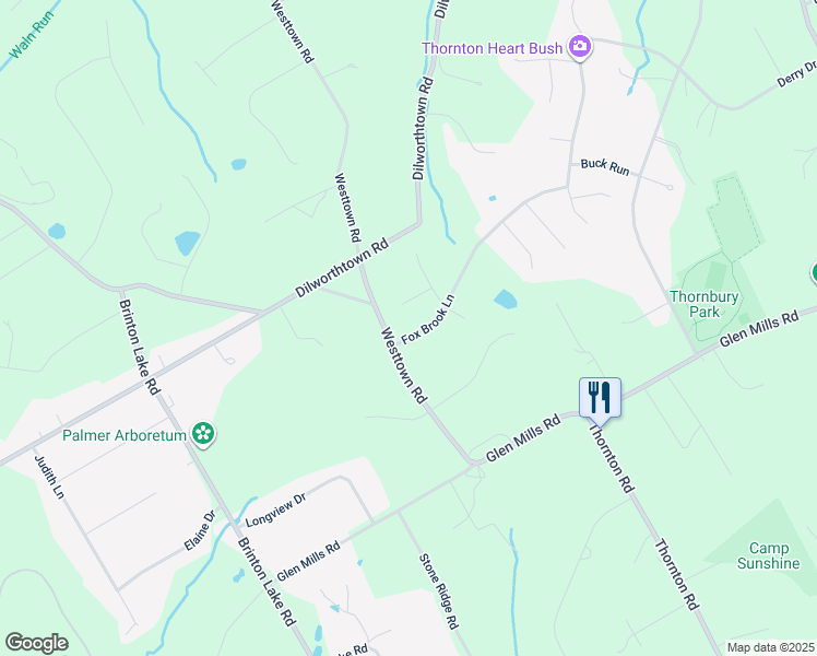 map of restaurants, bars, coffee shops, grocery stores, and more near 39 Fox Brook Lane in Thornton
