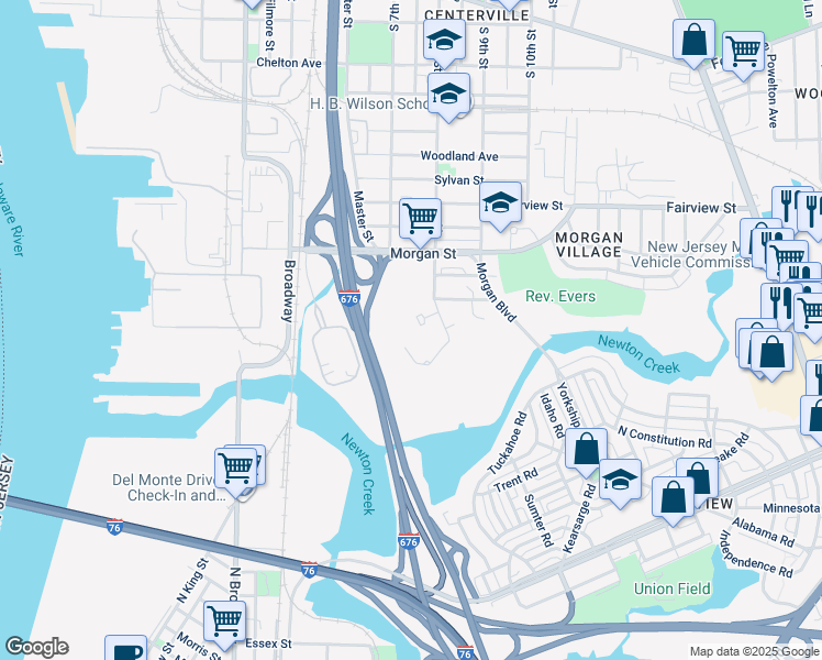 map of restaurants, bars, coffee shops, grocery stores, and more near 2553 South 8th Street in Camden