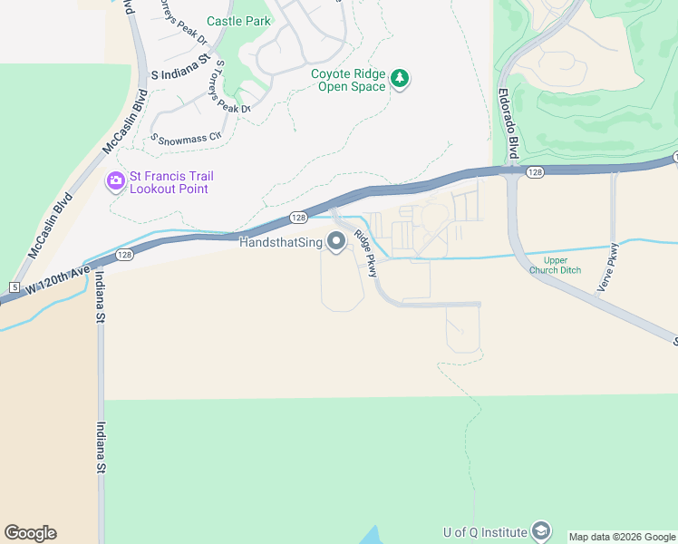 map of restaurants, bars, coffee shops, grocery stores, and more near 11845 Ridge Parkway in Broomfield