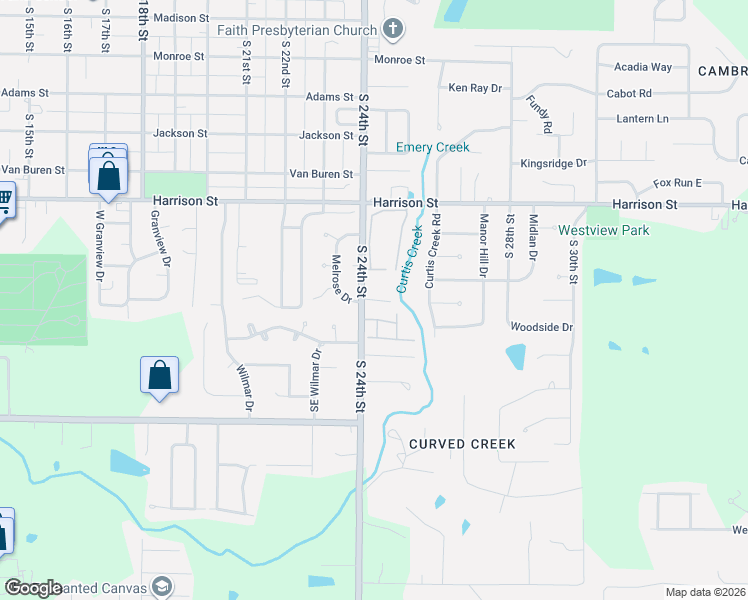map of restaurants, bars, coffee shops, grocery stores, and more near Bradmoor Apartment in Quincy