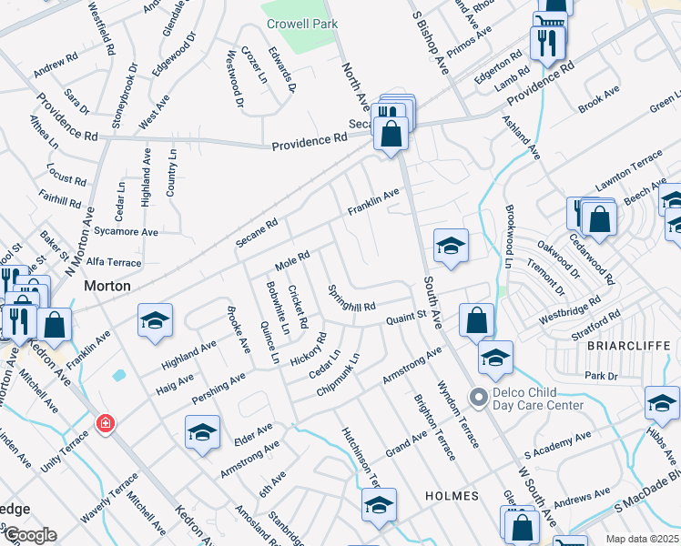 map of restaurants, bars, coffee shops, grocery stores, and more near 861 Wyndom Terrace in Delaware County