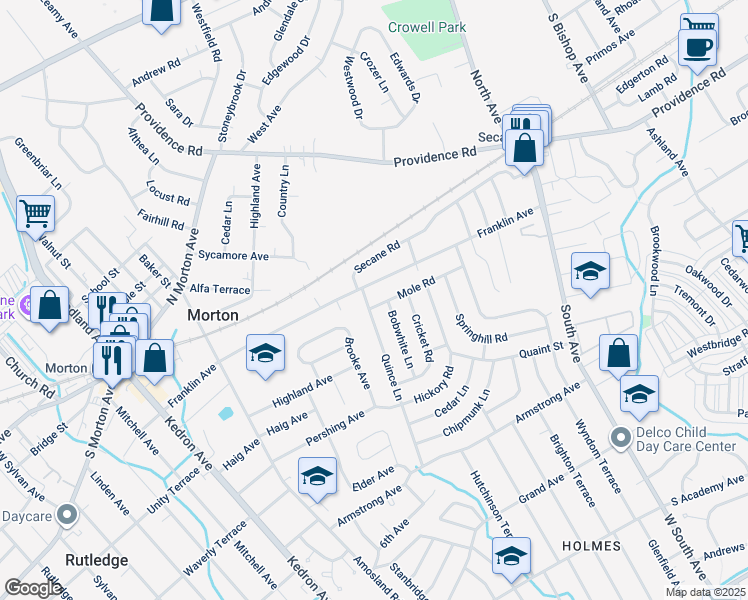 map of restaurants, bars, coffee shops, grocery stores, and more near 888 Quince Lane in Clifton Heights