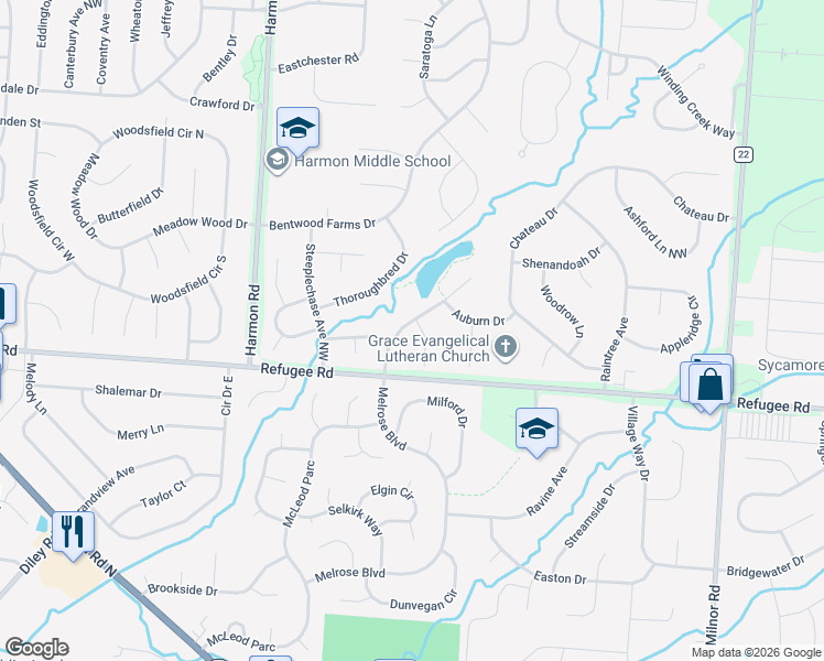 map of restaurants, bars, coffee shops, grocery stores, and more near 12098 Mallard Pond Drive in Pickerington