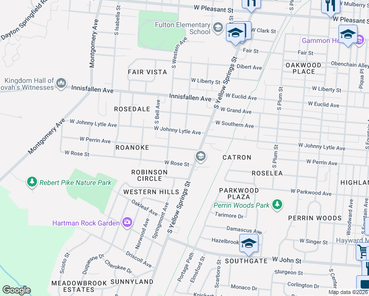 map of restaurants, bars, coffee shops, grocery stores, and more near in Springfield