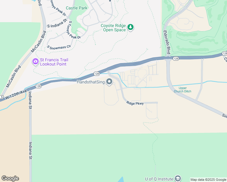 map of restaurants, bars, coffee shops, grocery stores, and more near 11815 Ridge Parkway in Broomfield