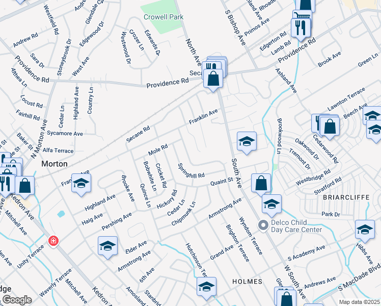 map of restaurants, bars, coffee shops, grocery stores, and more near 864 Wyndom Terrace in Delaware County