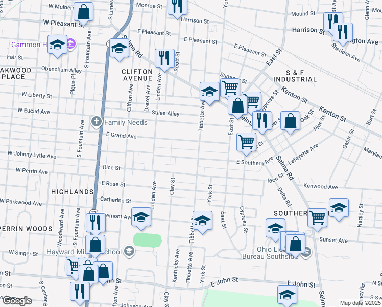 map of restaurants, bars, coffee shops, grocery stores, and more near 536 East Southern Avenue in Springfield