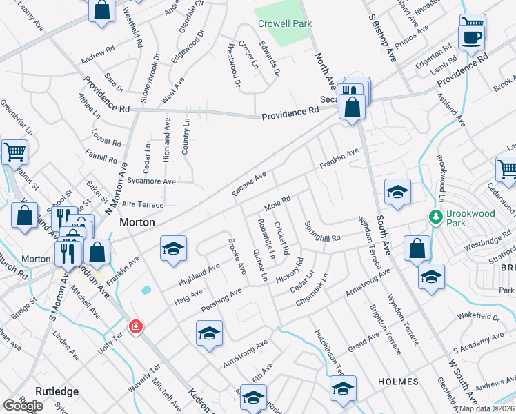 map of restaurants, bars, coffee shops, grocery stores, and more near 2315 Mole Road in Delaware County