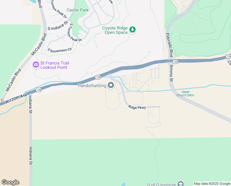 map of restaurants, bars, coffee shops, grocery stores, and more near 11845 Ridge Parkway in Broomfield