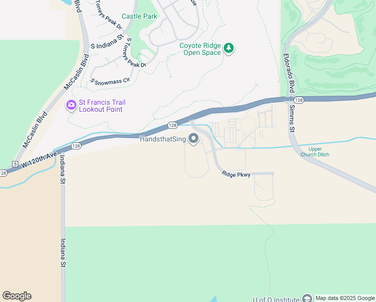 map of restaurants, bars, coffee shops, grocery stores, and more near 11845 Ridge Parkway in Broomfield