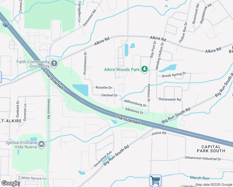 map of restaurants, bars, coffee shops, grocery stores, and more near 3816 Rosette Drive in Grove City