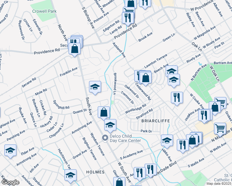 map of restaurants, bars, coffee shops, grocery stores, and more near 1138 Tremont Drive in Glenolden
