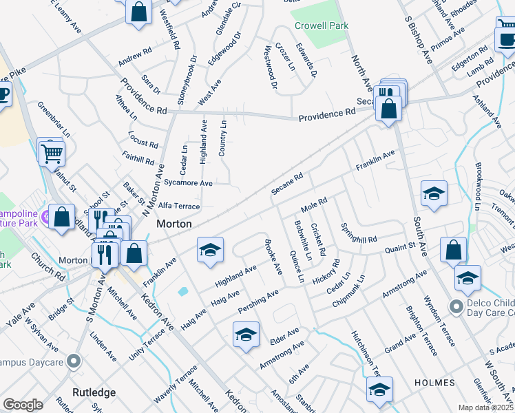 map of restaurants, bars, coffee shops, grocery stores, and more near 2231 Franklin Avenue in Morton