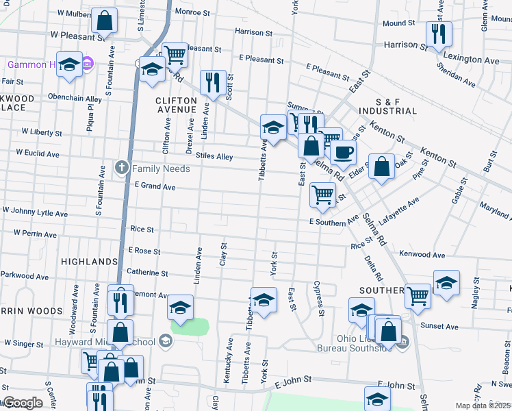 map of restaurants, bars, coffee shops, grocery stores, and more near 536 East Southern Avenue in Springfield