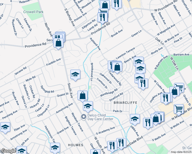 map of restaurants, bars, coffee shops, grocery stores, and more near 1133 Tremont Drive in Glenolden