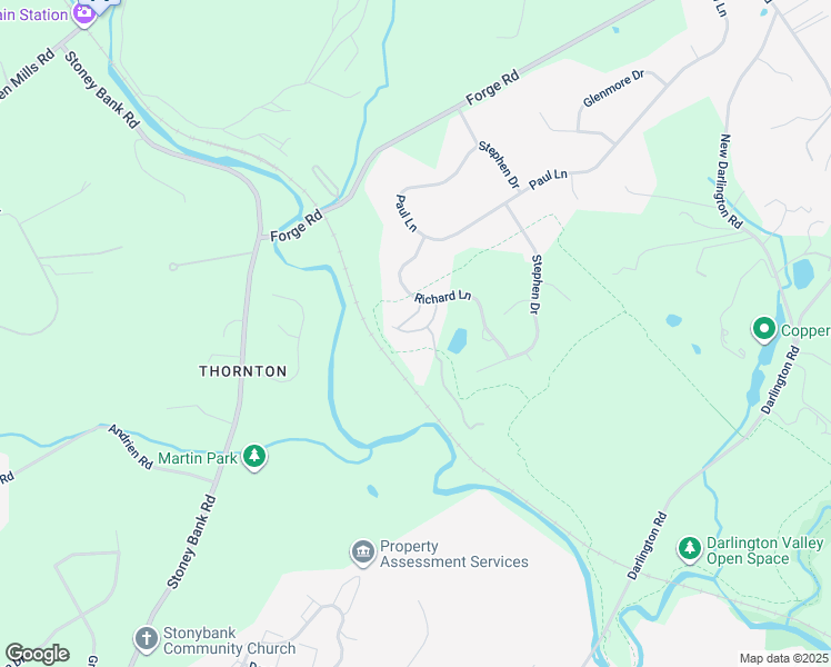 map of restaurants, bars, coffee shops, grocery stores, and more near 232 South Azalea Court in Glen Mills
