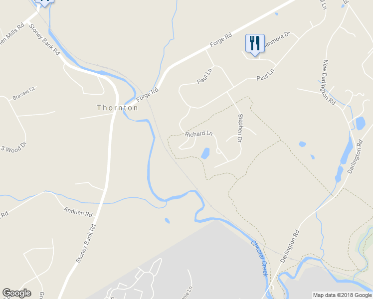 map of restaurants, bars, coffee shops, grocery stores, and more near 232 South Azalea Court in Glen Mills