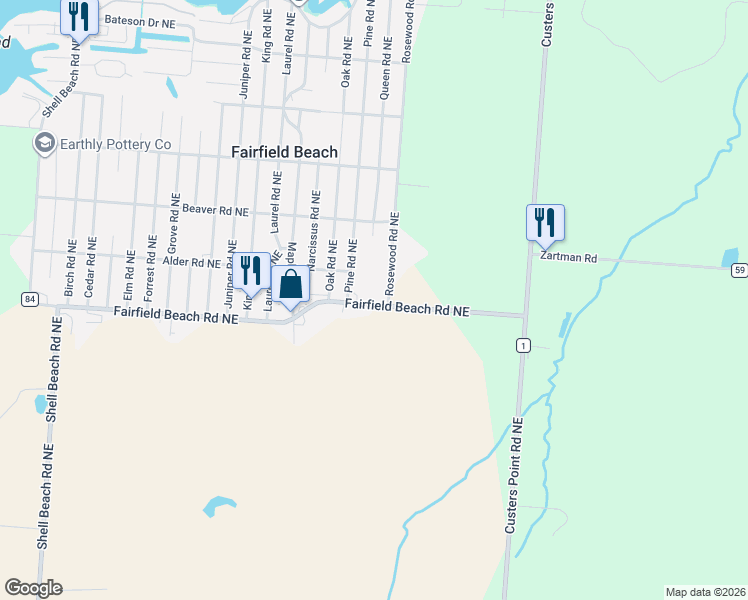 map of restaurants, bars, coffee shops, grocery stores, and more near 5707 Fairfield Beach Road Northeast in Thornville