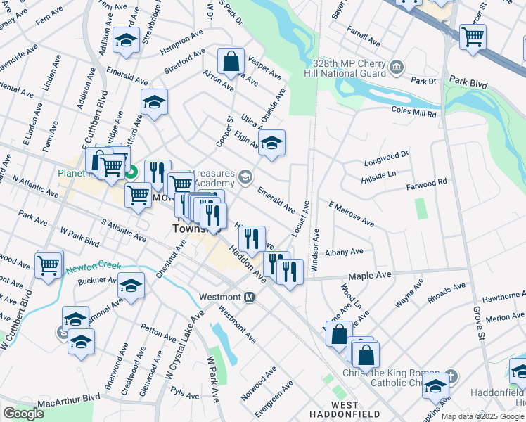 map of restaurants, bars, coffee shops, grocery stores, and more near 230 Virginia Avenue in Haddon Township