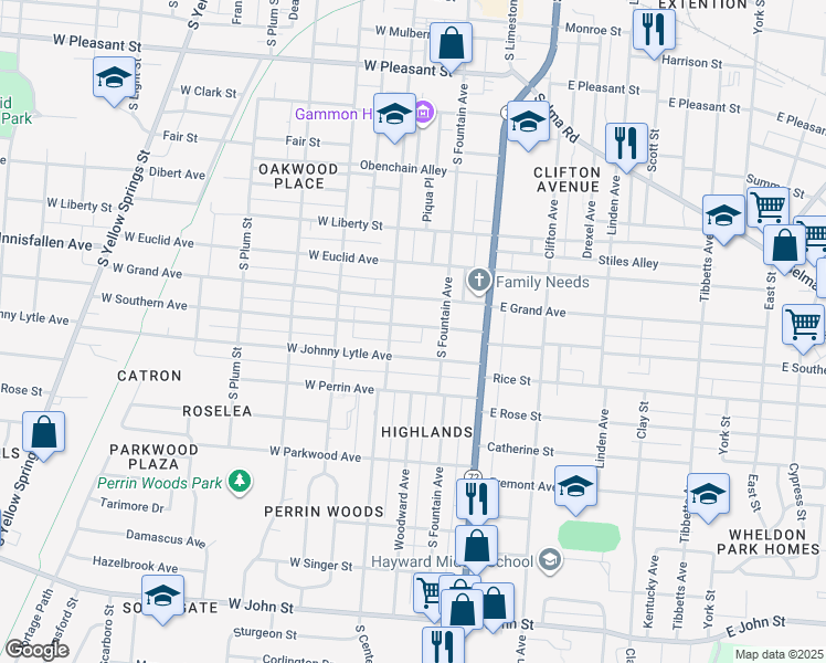map of restaurants, bars, coffee shops, grocery stores, and more near 31 West Southern Avenue in Springfield