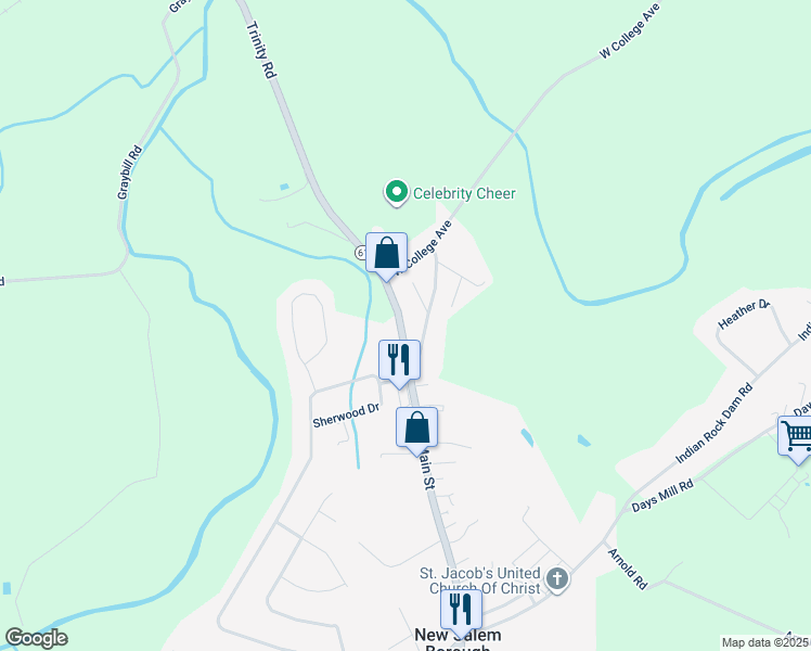 map of restaurants, bars, coffee shops, grocery stores, and more near 1035 Trinity Road in York