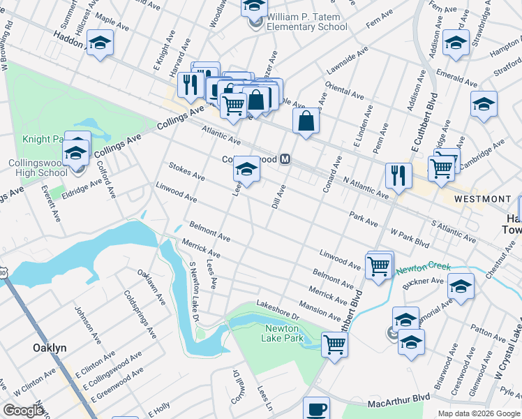 map of restaurants, bars, coffee shops, grocery stores, and more near 837 Linwood Avenue in Collingswood