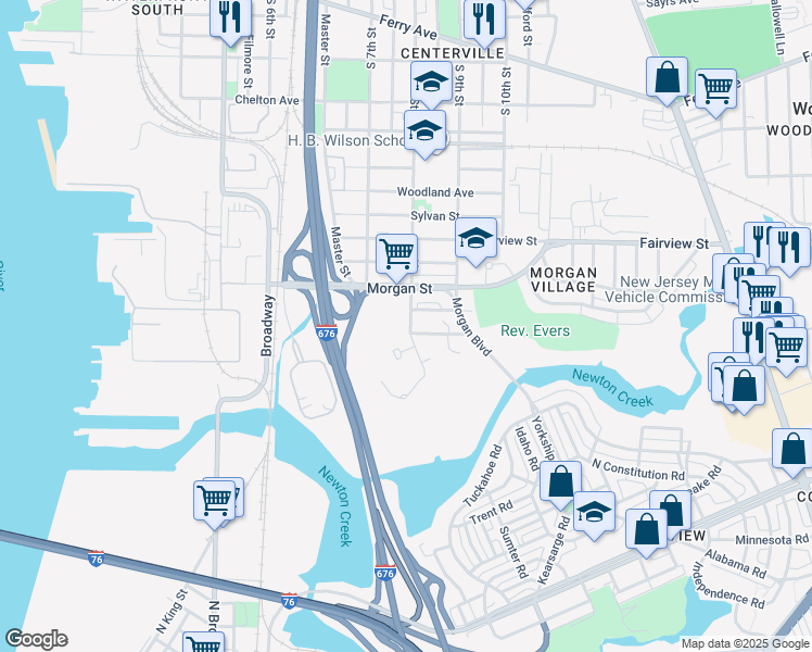 map of restaurants, bars, coffee shops, grocery stores, and more near 748 Morgan Street in Camden