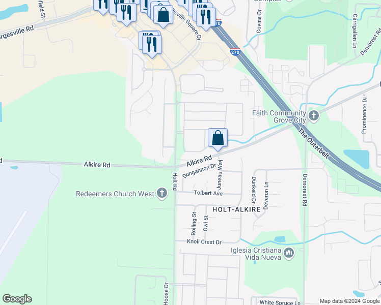 map of restaurants, bars, coffee shops, grocery stores, and more near 4718 Hobson Drive in Columbus