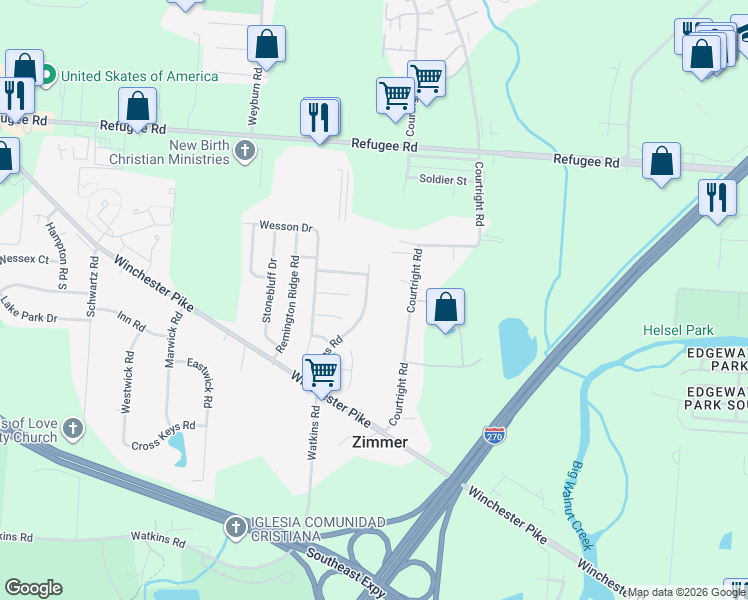 map of restaurants, bars, coffee shops, grocery stores, and more near 3699 Mathena Way in Columbus