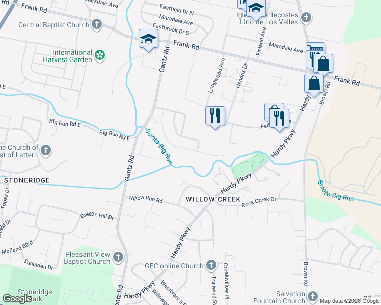 map of restaurants, bars, coffee shops, grocery stores, and more near 2191 Kingsglen Drive in Grove City
