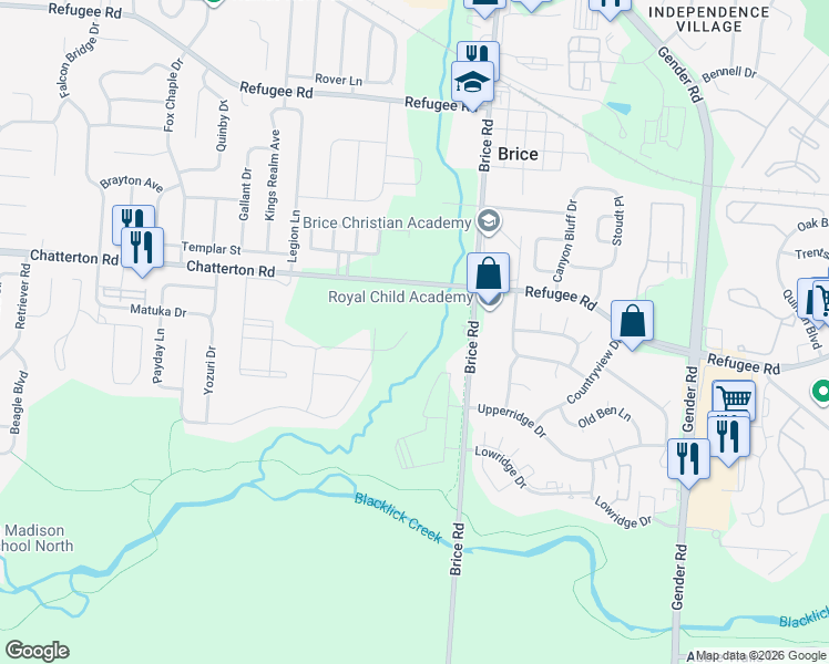 map of restaurants, bars, coffee shops, grocery stores, and more near 3221 Brice Road in Canal Winchester