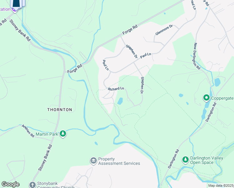 map of restaurants, bars, coffee shops, grocery stores, and more near 210 South Azalea Court in Delaware County