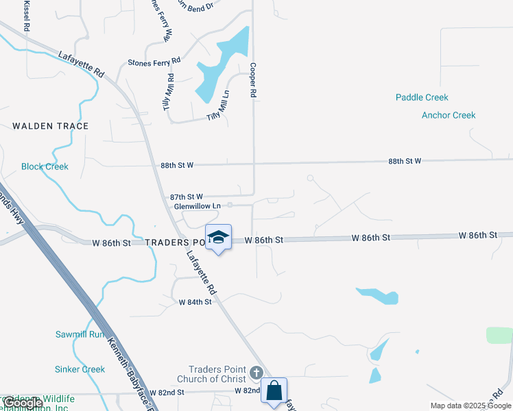 map of restaurants, bars, coffee shops, grocery stores, and more near 8148 Glenwillow Lane in Indianapolis