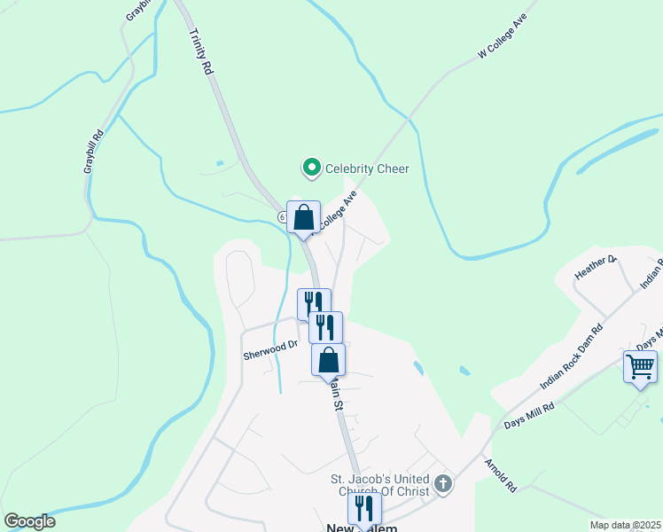 map of restaurants, bars, coffee shops, grocery stores, and more near 1036 Smith Hill Road in York