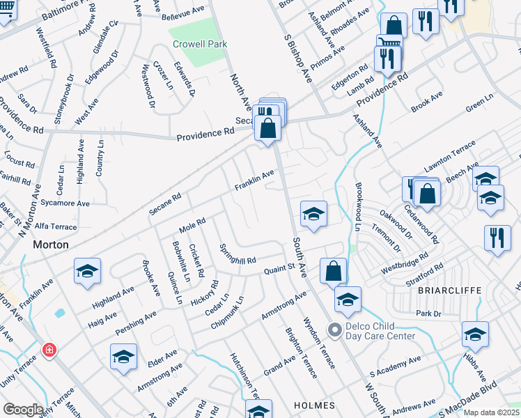 map of restaurants, bars, coffee shops, grocery stores, and more near 952 Greenhouse Lane in Delaware County