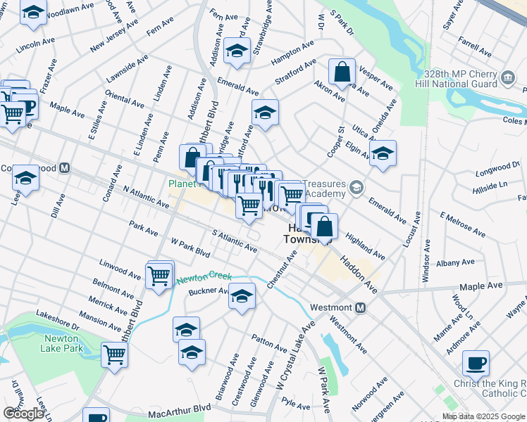map of restaurants, bars, coffee shops, grocery stores, and more near 74 Haddon Avenue in Collingswood
