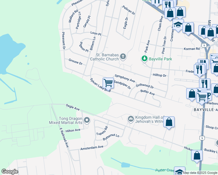 map of restaurants, bars, coffee shops, grocery stores, and more near 4 Symphony Avenue in Ocean County
