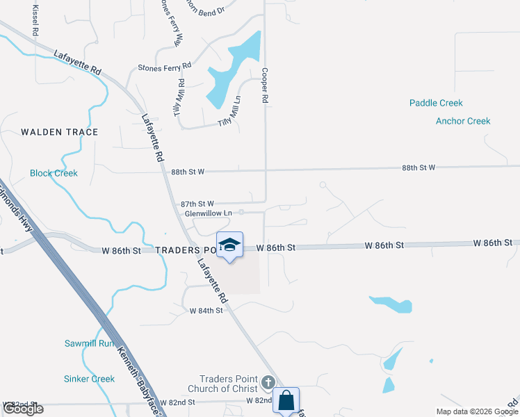 map of restaurants, bars, coffee shops, grocery stores, and more near 8148 Glenwillow Lane in Indianapolis
