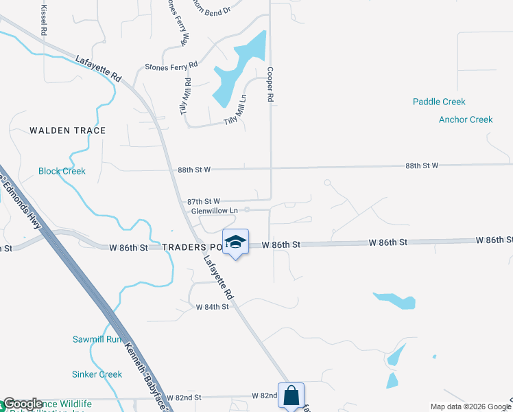 map of restaurants, bars, coffee shops, grocery stores, and more near 8252 87th Street West in Indianapolis