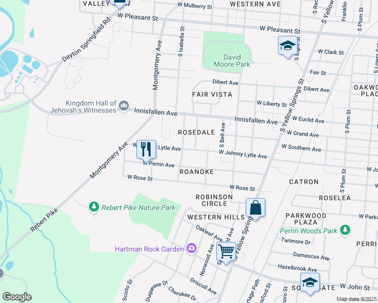 map of restaurants, bars, coffee shops, grocery stores, and more near 1220 West State Street in Springfield