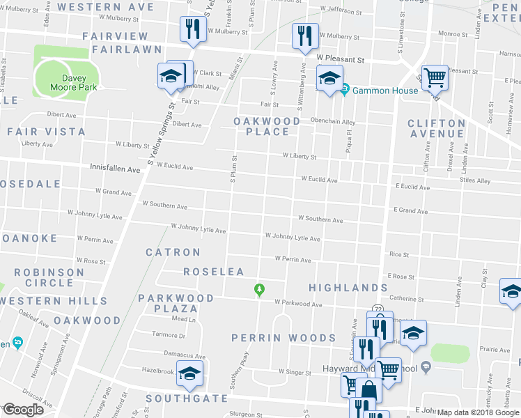 map of restaurants, bars, coffee shops, grocery stores, and more near 300 West Southern Avenue in Springfield