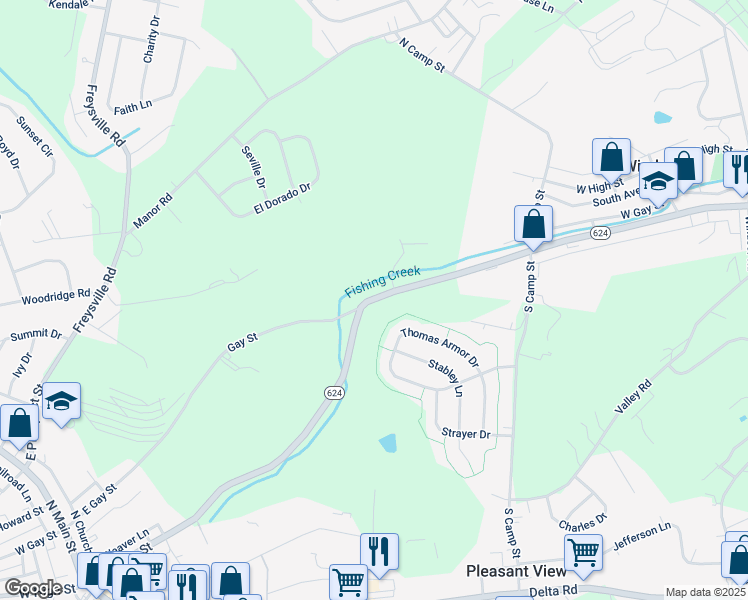 map of restaurants, bars, coffee shops, grocery stores, and more near 575 Craley Road in Red Lion