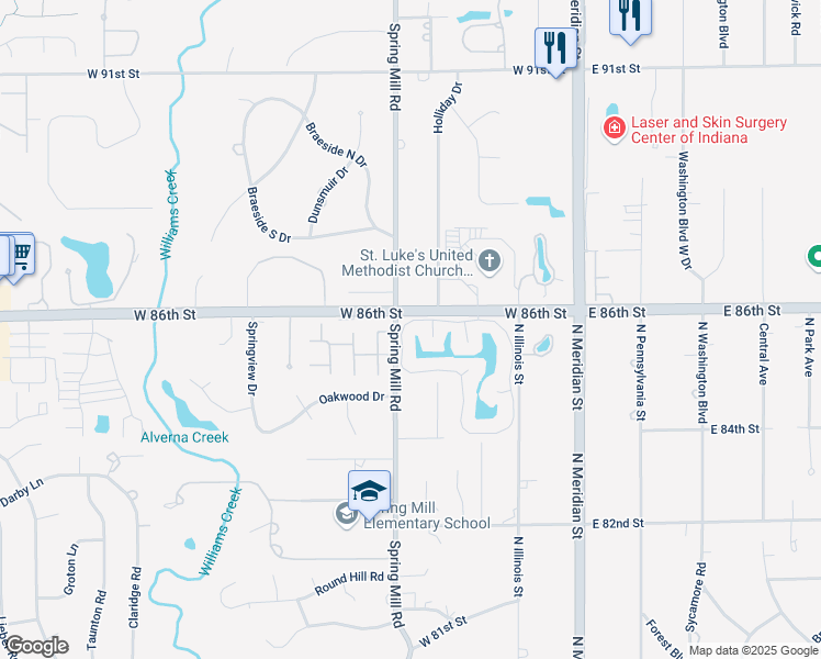 map of restaurants, bars, coffee shops, grocery stores, and more near in Indianapolis