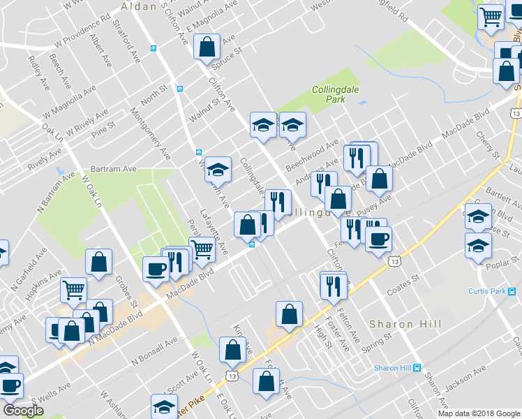 map of restaurants, bars, coffee shops, grocery stores, and more near 910 Andrews Avenue in Collingdale