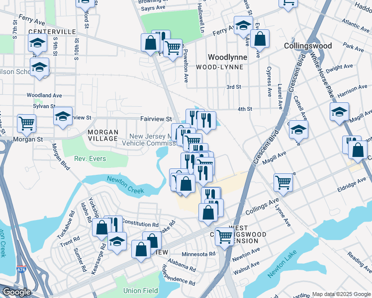 map of restaurants, bars, coffee shops, grocery stores, and more near 2534 Mount Ephraim Avenue in Camden