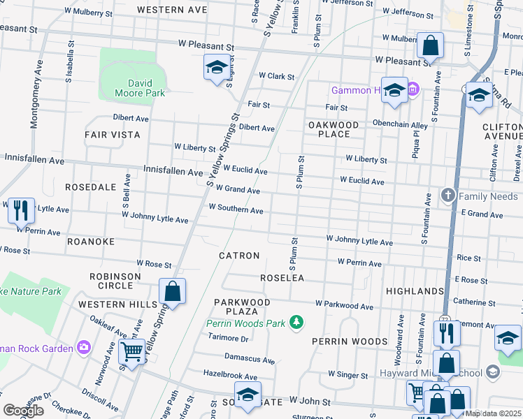 map of restaurants, bars, coffee shops, grocery stores, and more near 514 West Southern Avenue in Springfield